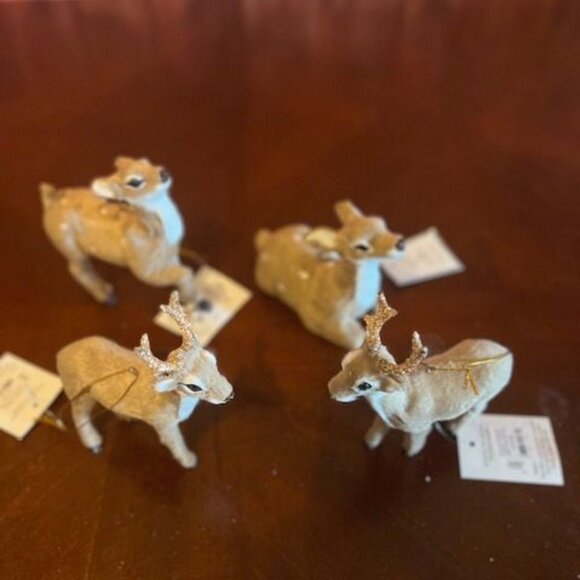 holiday reindeer family Deer ornament Set Of‎ 4 Woodland Animals stag Decor - Picture 6 of 9